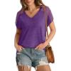 imageWIHOLL Summer Tops for Women V Neck TShirts Swiss Dot Short Sleeve Shirts Casual Fashion BlousesPurple