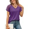 imageWIHOLL Summer Tops for Women V Neck TShirts Swiss Dot Short Sleeve Shirts Casual Fashion BlousesPurple