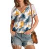 imageWIHOLL Summer Tops for Women V Neck TShirts Swiss Dot Short Sleeve Shirts Casual Fashion BlousesRink Flower