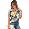 imageWIHOLL Summer Tops for Women V Neck TShirts Swiss Dot Short Sleeve Shirts Casual Fashion BlousesRink Flower