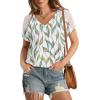 imageWIHOLL Summer Tops for Women V Neck TShirts Swiss Dot Short Sleeve Shirts Casual Fashion BlousesRwhite Print