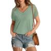 imageWIHOLL Summer Tops for Women V Neck TShirts Swiss Dot Short Sleeve Shirts Casual Fashion BlousesSage Green