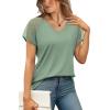 imageWIHOLL Summer Tops for Women V Neck TShirts Swiss Dot Short Sleeve Shirts Casual Fashion BlousesSage Green
