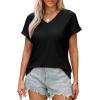 imageWIHOLL Womens Tops Short Sleeve Basic Summer V Neck T Shirts Dressy Casual Loose Fit Eyelet Tees Cute Flowy Fashion OutfitsA Black