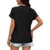 imageWIHOLL Womens Tops Short Sleeve Basic Summer V Neck T Shirts Dressy Casual Loose Fit Eyelet Tees Cute Flowy Fashion OutfitsA Black