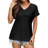 imageWIHOLL Womens Tops Short Sleeve Basic Summer V Neck T Shirts Dressy Casual Loose Fit Eyelet Tees Cute Flowy Fashion OutfitsA Black