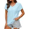 imageWIHOLL Womens Tops Short Sleeve Basic Summer V Neck T Shirts Dressy Casual Loose Fit Eyelet Tees Cute Flowy Fashion OutfitsBaby Blue