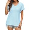 imageWIHOLL Womens Tops Short Sleeve Basic Summer V Neck T Shirts Dressy Casual Loose Fit Eyelet Tees Cute Flowy Fashion OutfitsBaby Blue