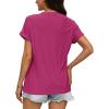 imageWIHOLL Womens Tops Short Sleeve Basic Summer V Neck T Shirts Dressy Casual Loose Fit Eyelet Tees Cute Flowy Fashion OutfitsHot Pink