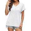 imageWIHOLL Womens Tops Short Sleeve Basic Summer V Neck T Shirts Dressy Casual Loose Fit Eyelet Tees Cute Flowy Fashion OutfitsWhite