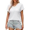 imageWIHOLL Womens Tops Short Sleeve Basic Summer V Neck T Shirts Dressy Casual Loose Fit Eyelet Tees Cute Flowy Fashion OutfitsWhite
