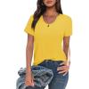 imageWIHOLL Summer Tops for Women Scoop Neck Basic Tees Short Sleeve Casual TShirts Loose FitYellow