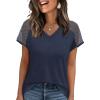 imageWIHOLL Summer Tops for Women V Neck TShirts Swiss Dot Short Sleeve Shirts Casual Fashion Blouses2navy Blue