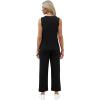imageWIHOLL Two Piece Sets for Women Summer Vacation Travel Outfits Pleated Tank Top Wide Leg Crop Pants Matching Lounge SetsBlack