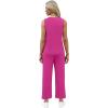 imageWIHOLL Two Piece Sets for Women Summer Vacation Travel Outfits Pleated Tank Top Wide Leg Crop Pants Matching Lounge SetsHot Pink