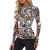 imageWIHOLL Womens Mesh Sheer Tops Sexy Crew Neck Summer Loose FIt Party Clubwear ShirtsA Floral Print