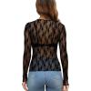 imageWIHOLL Womens Mesh Sheer Tops Sexy Crew Neck Summer Loose FIt Party Clubwear ShirtsA1 Black Floral