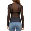 imageWIHOLL Womens Mesh Sheer Tops Sexy Crew Neck Summer Loose FIt Party Clubwear ShirtsA2 Black Polka Dot