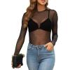 imageWIHOLL Womens Mesh Sheer Tops Sexy Crew Neck Summer Loose FIt Party Clubwear ShirtsA2 Black Polka Dot