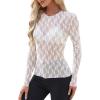 imageWIHOLL Womens Mesh Sheer Tops Sexy Crew Neck Summer Loose FIt Party Clubwear ShirtsA4 White