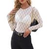 imageWIHOLL Womens Mesh Sheer Tops Sexy Crew Neck Summer Loose FIt Party Clubwear ShirtsA4 White