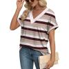 imageWIHOLL Womens Summer Tops Short Dolman Sleeve Shirts 2025 Fashion V Neck Outfits Clothes2striped  Purple