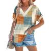 imageWIHOLL Womens Summer Tops Short Dolman Sleeve Shirts 2025 Fashion V Neck Outfits Clothes3plaid