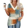 imageWIHOLL Womens Summer Tops Short Dolman Sleeve Shirts 2025 Fashion V Neck Outfits Clothes3plaid
