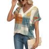 imageWIHOLL Womens Summer Tops Short Dolman Sleeve Shirts 2025 Fashion V Neck Outfits Clothes3plaid