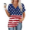 imageWIHOLL Womens Summer Tops Short Dolman Sleeve Shirts 2025 Fashion V Neck Outfits ClothesUsa Flag