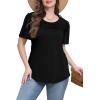 imageWIHOLL Womens Summer Tops Short Puff Sleeve Shirts 2025 Pleated Neck Outfits Clothing Blouses0black