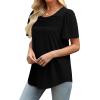 imageWIHOLL Womens Summer Tops Short Puff Sleeve Shirts 2025 Pleated Neck Outfits Clothing Blouses0black