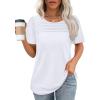 imageWIHOLL Womens Summer Tops Short Puff Sleeve Shirts 2025 Pleated Neck Outfits Clothing Blouses0white