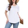 imageWIHOLL Womens Summer Tops Short Puff Sleeve Shirts 2025 Pleated Neck Outfits Clothing Blouses0white