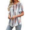 imageWIHOLL Womens Summer Tops Short Puff Sleeve Shirts 2025 Pleated Neck Outfits Clothing Blouses1dye Tie