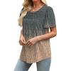 imageWIHOLL Womens Summer Tops Short Puff Sleeve Shirts 2025 Pleated Neck Outfits Clothing Blouses1grey Pink