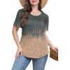 imageWIHOLL Womens Summer Tops Short Puff Sleeve Shirts 2025 Pleated Neck Outfits Clothing Blouses1grey Pink