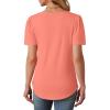 imageWIHOLL Womens Summer Tops Short Puff Sleeve Shirts 2025 Pleated Neck Outfits Clothing BlousesCoral