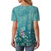 imageWIHOLL Womens Summer Tops Short Puff Sleeve Shirts 2025 Pleated Neck Outfits Clothing BlousesGreen Floral