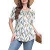 imageWIHOLL Womens Summer Tops Short Puff Sleeve Shirts 2025 Pleated Neck Outfits Clothing BlousesWhite Floral