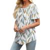 imageWIHOLL Womens Summer Tops Short Puff Sleeve Shirts 2025 Pleated Neck Outfits Clothing BlousesWhite Floral