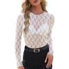 imageWIHOLL Womens Mesh Sheer Tops Sexy Crew Neck Summer Loose FIt Party Clubwear ShirtsA4 White