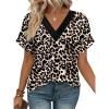 imageWIHOLL Womens Summer Tops Short Dolman Sleeve Shirts 2025 Fashion V Neck Outfits Clothes3leopard