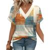 imageWIHOLL Womens Summer Tops Short Dolman Sleeve Shirts 2025 Fashion V Neck Outfits Clothes3plaid