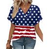 imageWIHOLL Womens Summer Tops Short Dolman Sleeve Shirts 2025 Fashion V Neck Outfits ClothesUsa Flag