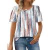 imageWIHOLL Womens Summer Tops Short Puff Sleeve Shirts 2025 Pleated Neck Outfits Clothing Blouses1dye Tie