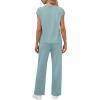 imageWIHOLL 2 Piece Sets for Women Casual Summer Travel Vacation Outfits Cap Sleeve Lounge SetLake Blue