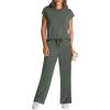 imageWIHOLL 2 Piece Sets for Women Casual Summer Travel Vacation Outfits Cap Sleeve Lounge SetRock Green