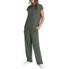 imageWIHOLL 2 Piece Sets for Women Casual Summer Travel Vacation Outfits Cap Sleeve Lounge SetRock Green