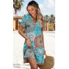 imageWIHOLL Dresses for Women 2025 Casual Summer V Neck Wedding Guest Dress Short Sleeve Fashion Beach Vacation Clothes1ethnic Print